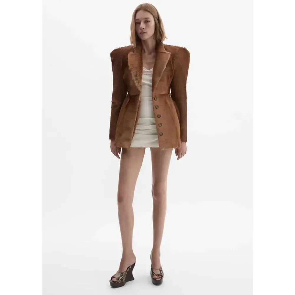 Magda Butrym Hourglass Fur-effect Blazer